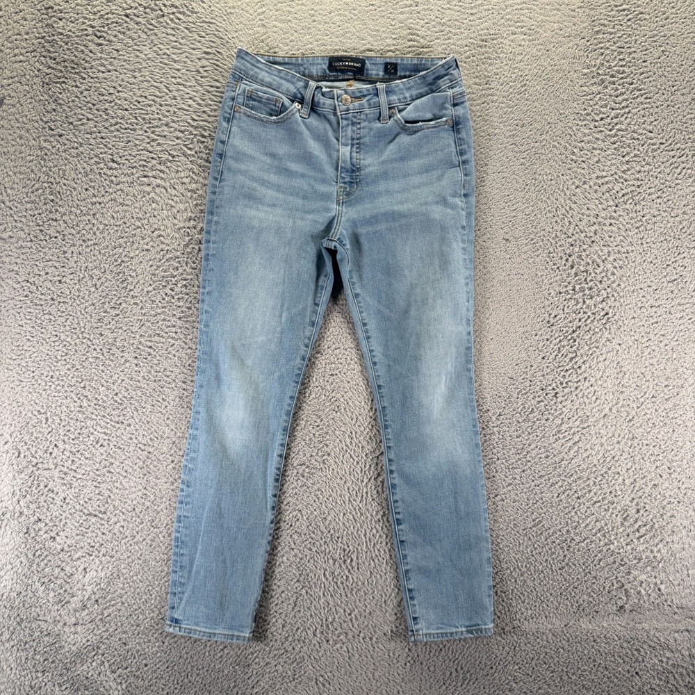 Lucky Brand Hayden Jeans Women's 8 Blue Cotton Denim Skinny Crop Faded Stretch